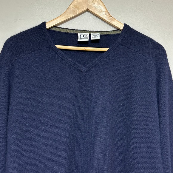 Field Gear 100% Cashmere Sweater Mens XL V-Neck Long Sleeve Classic Navy Blue - Picture 3 of 12